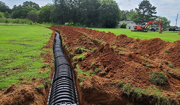 New drain pipe being buried